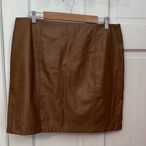 Heyson NWT Women's Brown Faux Leather Mini Skirt Fall Fashion Size 1X
